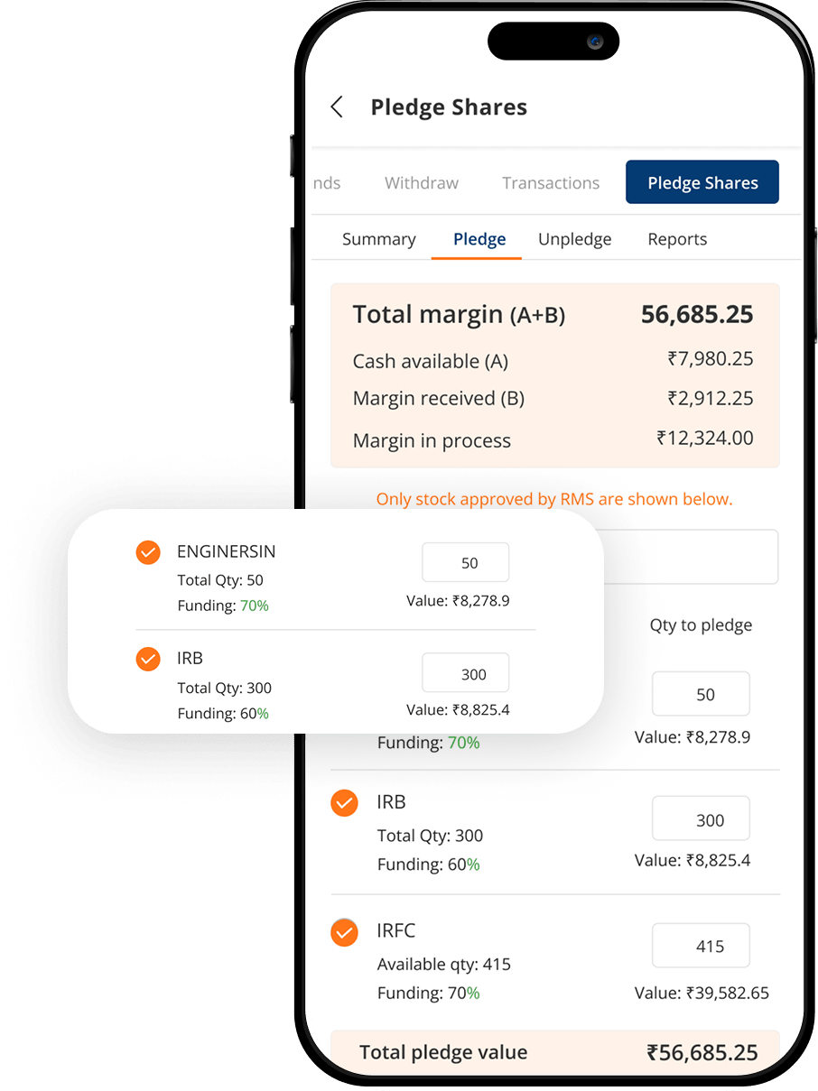 The user must select the stocks they want to pledge for Margin Trading Facility (MTF).
